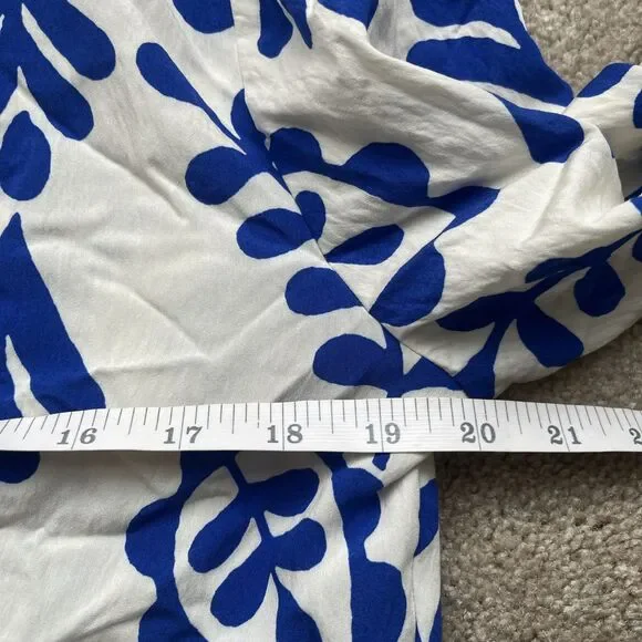 Zara Tiered Tunic Dress Large Carrie Babydoll Vine White Blue Beach Preppy Blog - Picture 8 of 9